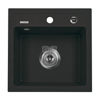 Zlew. zorba grafitowy granit 1k b/o 440x440x184, 3,5" + osprzęt space-saver
