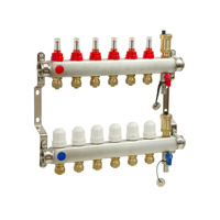 PHA-127/Z 12-obwodowy PN6 Rozdzielacz ze stali nierdzewnej do ogrzewania podłogowego z odpowietrznikiem automatycznym i złączkami 16x1/2"
