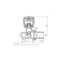 PHA-030/L G1/2xO15 (GZ) PN10 DN15 Zawór grzejnikowy P do wlutowania CuZn-C PN-M-75002