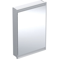 Szafka z lustrem Geberit ONE z ComfortLight i jednymi drzwiami, montaż podtynkowy, wysokość 90 cm: B=60cm, Aluminium anodyzowane, Drzwi=Zawias po prawej