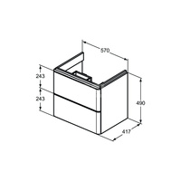 ADAPTO SZAFKA 57X41 2 DRWS GLS WHT