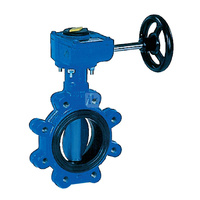 Przepustnica z otworami gwintowanymi SYLAX z przekładnią ślimakową, dysk: GGG40 epoksyd., wykładzina: EPDM, korpus: GGG40 epoksyd., Pnom 1,0 MPa, tmax=120 st.C DN350