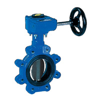 Przepustnica z otworami gwintowanymi SYLAX GAS z przekładnią ślimakową, dysk: GGG40 powl. poliamidem, wykładzina: NBR, korpus: GGG40 epoksyd., Pnom 0,6 MPa, tmax=60 st.C DN80