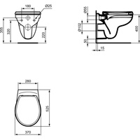 Miska WC wisząca IDEAL STANDARD EUROVIT porcelana szklista biała bez kołnierza wewnętrznego
