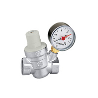 Regulator ciśnienia CALEFFI 5332 mosiądz (niklowanie), GW 1/2'', 16 bar z manometrem, wersja skośna