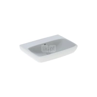 Umywalka GEBERIT Selnova Square prostokątna, biała, 650mm, bez otworu na baterię, bez odpływu przelewowego, półka od ściany