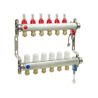 PHA-127/1/S/Z 13-obwodowy PN6 Rozdzielacz ze stali nierdzewnej do ogrzewania podłogowego z odpowietrznikiem ręcznym oraz ze złączkami 16x1/2"