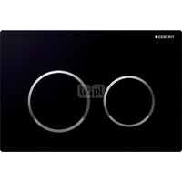 Przycisk uruchamiający Geberit Kappa21 do spłukiwania dwudzielnego: Płyta i przyciski: czarne, Pierścienie ozdobne: chrom błyszczący