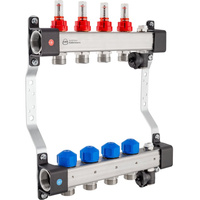 Rozdzielacz InoxFlow z zaworami do siłowników i przepływomierzami (seria UFST MAX) - 5 obwodów