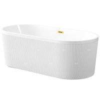 Wolnostojąca wanna ryflowana Glamour, 170 cm, w komplecie z syfonem i korkiem/odpływem w kolorze złotym