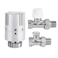 Komplet termostatyczny prosty INVENA PROV - zawór termostatyczny, zawór powrotny, głowica plus PROV