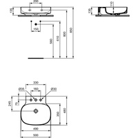 LINDA-X Umywalka 50cm 3OT B/P GLOSS WHI