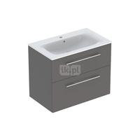 Zestaw umywalki meblowej Geberit Selnova Square, slim rim, z szafką pod umywalkę, z dwoma szufladami: B1=78.8cm, T=50.2cm, Otwór na baterię=Na środku, Przelew=Widoczny, Lava