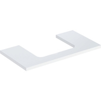 Blat pod umywalkę Geberit ONE z wycięciem, do prostokątnej umywalki nablatowej: B=89.4cm, Biały, Przekrój=Na środku, Lakierowany na wysoki połysk