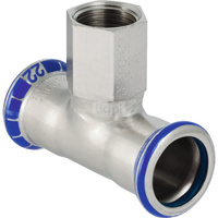 Trójnik GEBERIT Mapress Edelstahl FKM przejściowy 90' stal nierdzewna 42 mm x 1/2'' x 42 mm (mufa zaciskowa x GW x mufa zaciskowa)