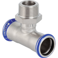 Trójnik GEBERIT Mapress Edelstahl przejściowy stal nierdzewna 35 mm x 1 1/4'' x 35 mm (mufa zaciskowa x GZ x mufa zaciskowa)
