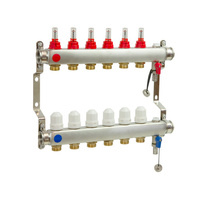 PHA-127/1/S 16-obwodowy PN6 Rozdzielacz ze stali nierdzewnej z odpowietrznikiem ręcznym do ogrzewania podłogowego