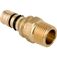 Złączka GEBERIT Mepla, mosiądz / mosiądz, 3/4'' x 26 mm (GZ gazowy stożkowy x końcówka wciskowa) z uszczelką