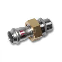 Śrubunek SANHA NiroSan Press Industry z uszczelką i nakrętką z mosiądzu trzyczęściowy, stal nierdzewna, 28 mm x 1'' (zw x GZ)