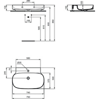 LINDA-X Umywalka 75cm 1OT B/P SILK White
