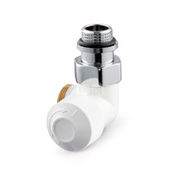 Zawór termostatyczny Thera Design, biały, narożny, prawy, 1/2", konieczne złączki FEM24C/FEM24P/FEM24M