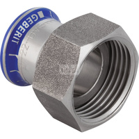 Śrubunek hydrauliczny GEBERIT Mapress Edelstahl z nakrętką ze stali CrNi stal nierdzewna GW 1'' 22 mm z pierścieniem zacinającym