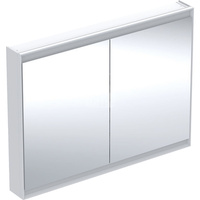Szafka z lustrem Geberit ONE z ComfortLight i dwojgiem drzwi, montaż natynkowy, wysokość 90 cm: B=120cm, Biały / Aluminium malowane proszkowo