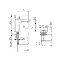 Bateria umywalkowa stojąca KFA Armatura KORUND click clack, chrom, montaż blat / otwór na baterię
