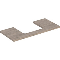 Blat pod umywalkę Geberit ONE z wycięciem, do prostokątnej umywalki nablatowej: B=104.2cm, Orzech włoski hickory, Przekrój=Na środku, Melamina, struktura drewna