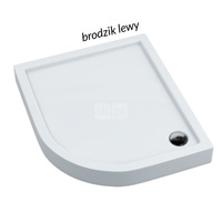 Brodzik akrylowy zintegrowany z nośnikiem Stabilsound Plus® oraz obudową akrylową przeciągniętą do podłogi Competia 80x100x14 cm R55, asymetryczny lewy