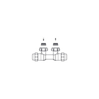 Multilex FQ, podwójne przyłącze grzejnikowe z funkcją automatycznego równoważenia, G 3/4 NZ x G 3/4 GZ, kątowe, lewostronne