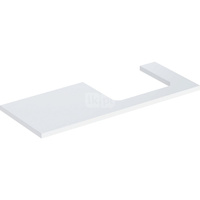 Blat pod umywalkę Geberit ONE z wycięciem, do prostokątnej umywalki nablatowej: B=119cm, Biały, Przekrój=Prawa strona, Lakierowany na wysoki połysk
