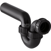 Syfon rurowy Geberit do zlewu, z nakrętką, wpust poziomy i wylot poziomy: d=50mm, d1=50mm, Czarny