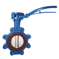 Przepustnica bezkołnierzowa SYLAX z napędem ręcznym dźwigniowym, dysk: AISI316, wykładzina: silikon, korpus: GGG40 epoksyd., Pnom 1,0 MPa, tmax=200 st.C DN 65