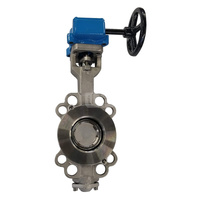 Przepustnica bezkołnierzowa EMARIS z przekładnią ślimakową, dysk: AISI316, wykładzina: PTFE +15% Grafit, korpus: AISI316, Pnom 2,5 MPa, tmax=260 st.C DN 150