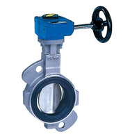 Przepustnica bezkołnierzowa SYLAX z przekładnią ślimakową, dysk: AISI316, wykładzina: NBR, korpus: stal nierdzewna AISI316, Pnom 1,6 MPa, tmax=120 st.C DN50