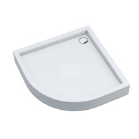 Brodzik akrylowy zintegrowany z nośnikiem Stabilsound Plus® oraz obudową akrylową przeciągniętą do podłogi Medium 80x80x16 cm R55, półokrągły