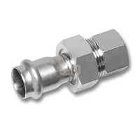 Śrubunek SANHA NiroSan Press z uszczelką trzyczęściowy, stal nierdzewna, 42 mm x 1 1/2'' (zw x GW)