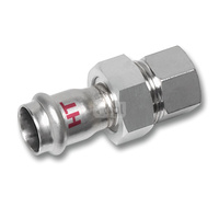 Śrubunek SANHA NiroSan Press Industry z uszczelką trzyczęściowy, stal nierdzewna, 35 mm x 1 1/4'' (zw x GW)