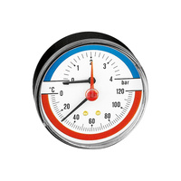 Termometr/manometr. Przyłącze środkowe, tylne 1/2" 0-4 bar