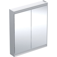 Szafka z lustrem Geberit ONE z ComfortLight i dwojgiem drzwi, montaż natynkowy, wysokość 90 cm: B=75cm, Aluminium anodyzowane