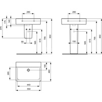 CONNECT UMYWALKA CUBE 55CM BEZ OTWORU I