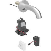 Bateria umywalkowa Geberit Piave, ścienna, zasilanie sieciowe, do podtynkowej skrzynki funkcyjnej, bez mieszacza, L22, stal nierdzewna