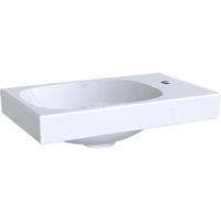 Umywalka GEBERIT Acanto prostokątna, biała, 400mm, otwór na baterię z prawej, bez odpływu przelewowego, półka z prawej