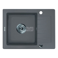Zlew. zorba szary metalik granit 1k z/ko 580x440x164, 3,5" + osprzęt space-saver