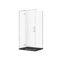 SET C607 KABINA CITY LEWA CHROM 100X80X195+TAKO SLIM CZARNY MAT WIR